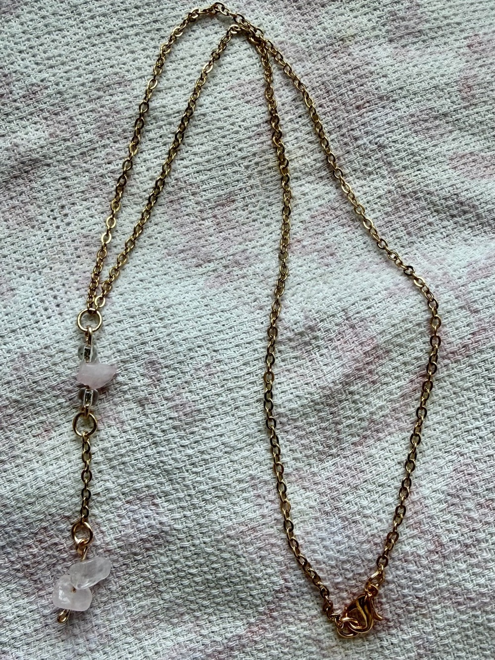 HANDMADE Delicate Rose Quartz Gold Chain Necklace